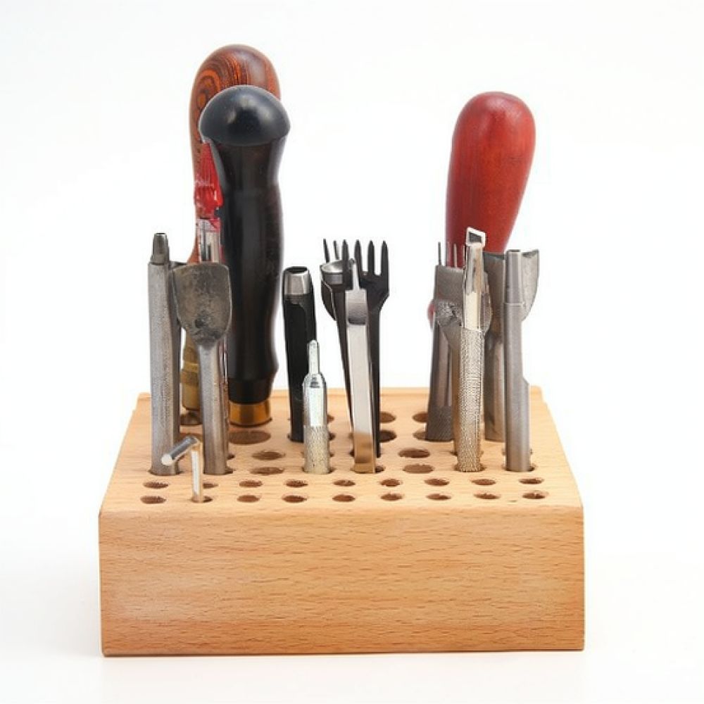 Hand Tools And Workshop Equipment - Leather Crafting Tool Organizer Beech Wood