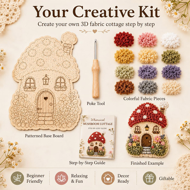 3D Mushroom House Poke Art DIY - đánh giá và giá Tool Set